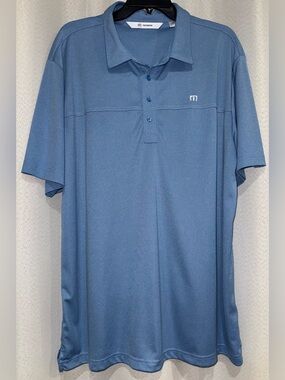 TravisMathew Men's Slate Blue Heathered Golf Polo Shirt Size XXL